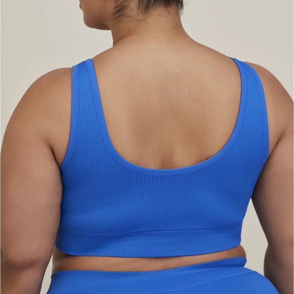 Torrid Bralette 1X Blue Ribbed Pullover Bra seamless Lightly Lined Plus Size NWT - Picture 2 of 3